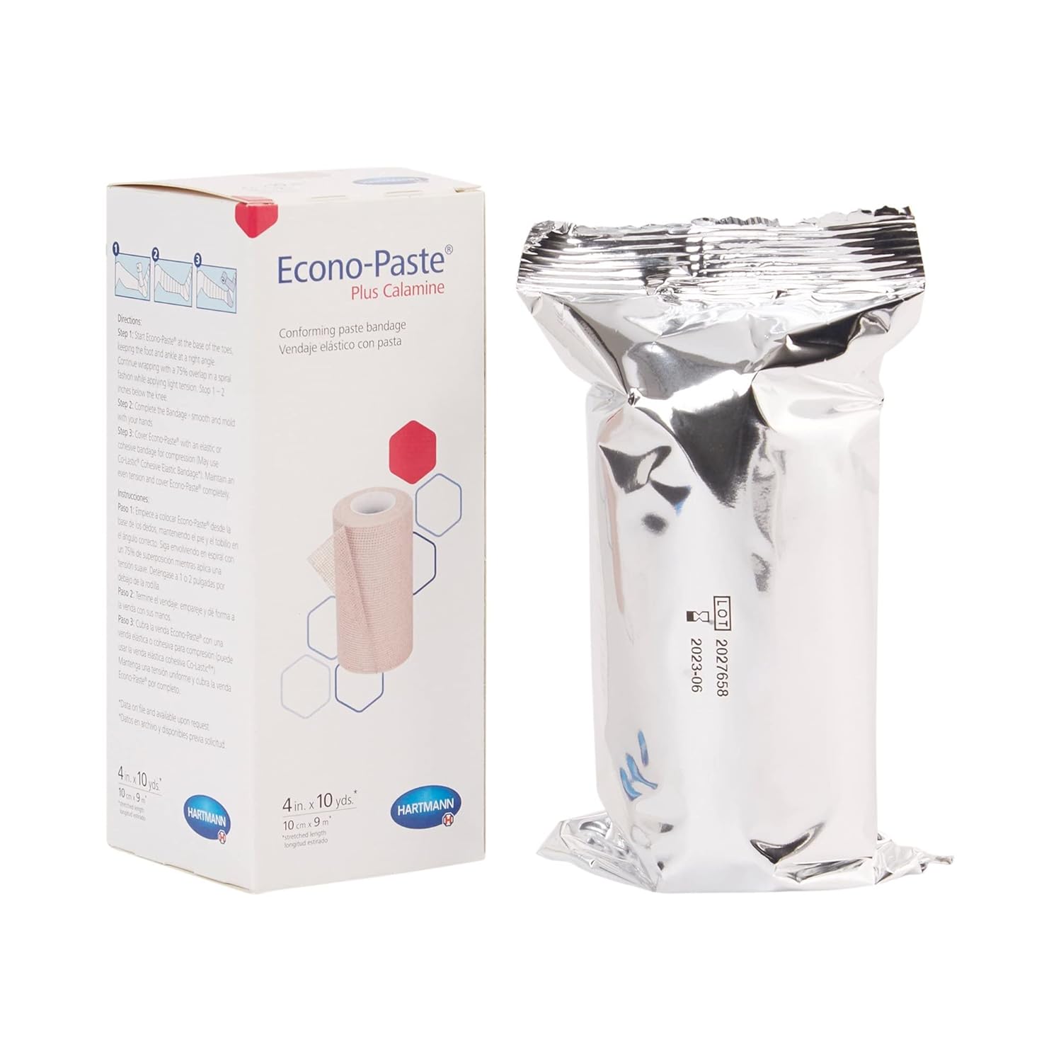 Hartmann 47410000 Econo-Paste Calamine Bandage, Latex-Free, 4" x 10 yd, Pack of 12