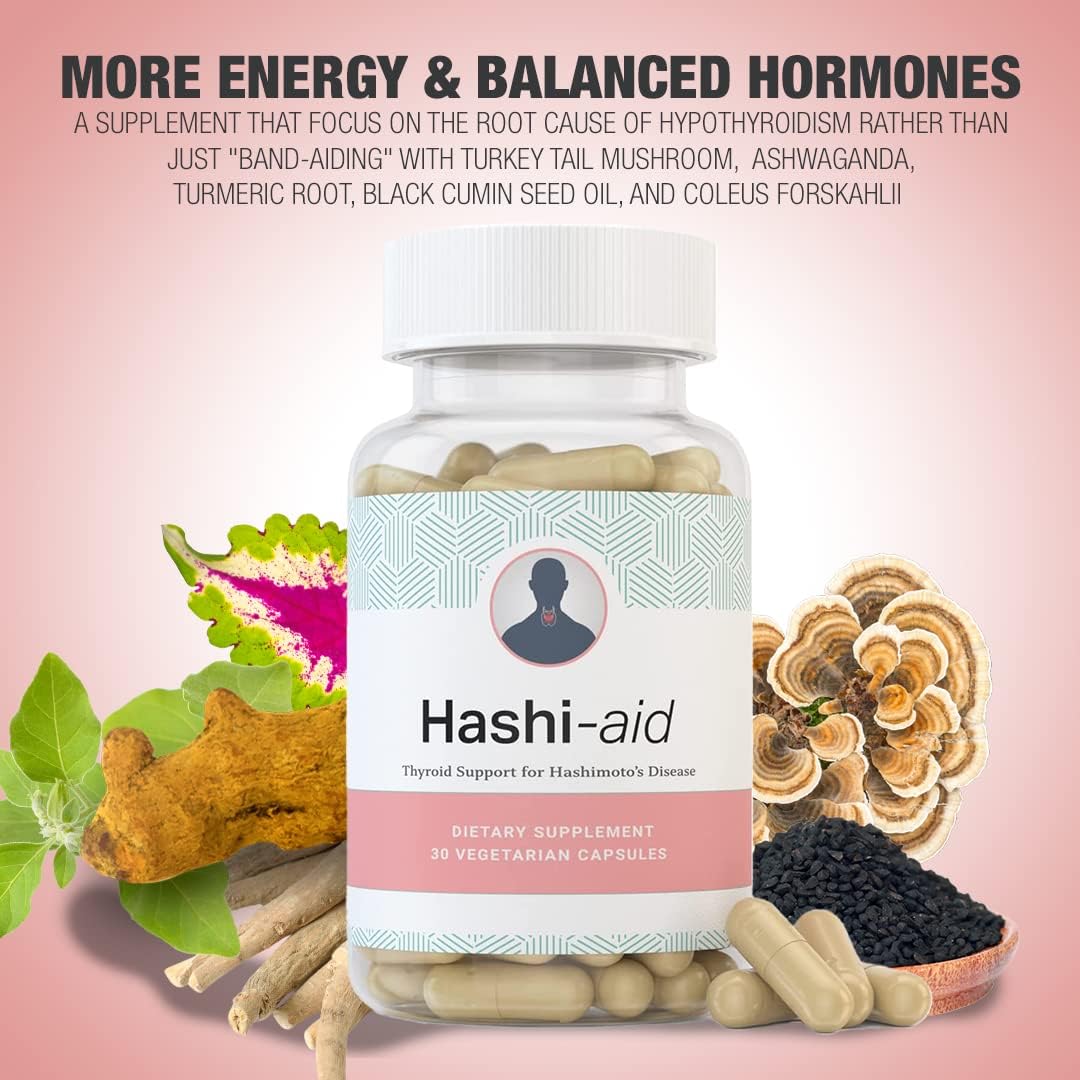 HashiAid Supplement for Hashimoto's Disease - Support for Hypothyroidism - Fight Fatigue and Balance Hormones - Turmeric, Iodine, Zinc, Selenium and More - IBDassist