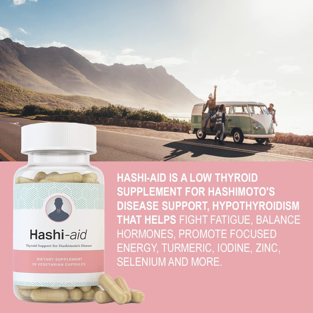 HashiAid Supplement for Hashimoto's Disease - Support for Hypothyroidism - Fight Fatigue and Balance Hormones - Turmeric, Iodine, Zinc, Selenium and More - IBDassist