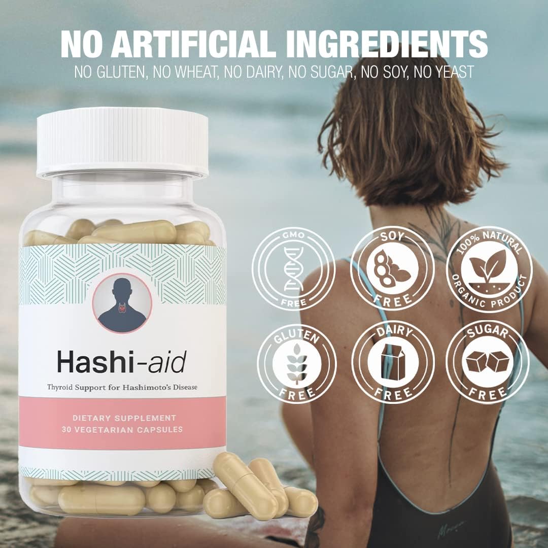 HashiAid Supplement for Hashimoto's Disease - Support for Hypothyroidism - Fight Fatigue and Balance Hormones - Turmeric, Iodine, Zinc, Selenium and More - IBDassist