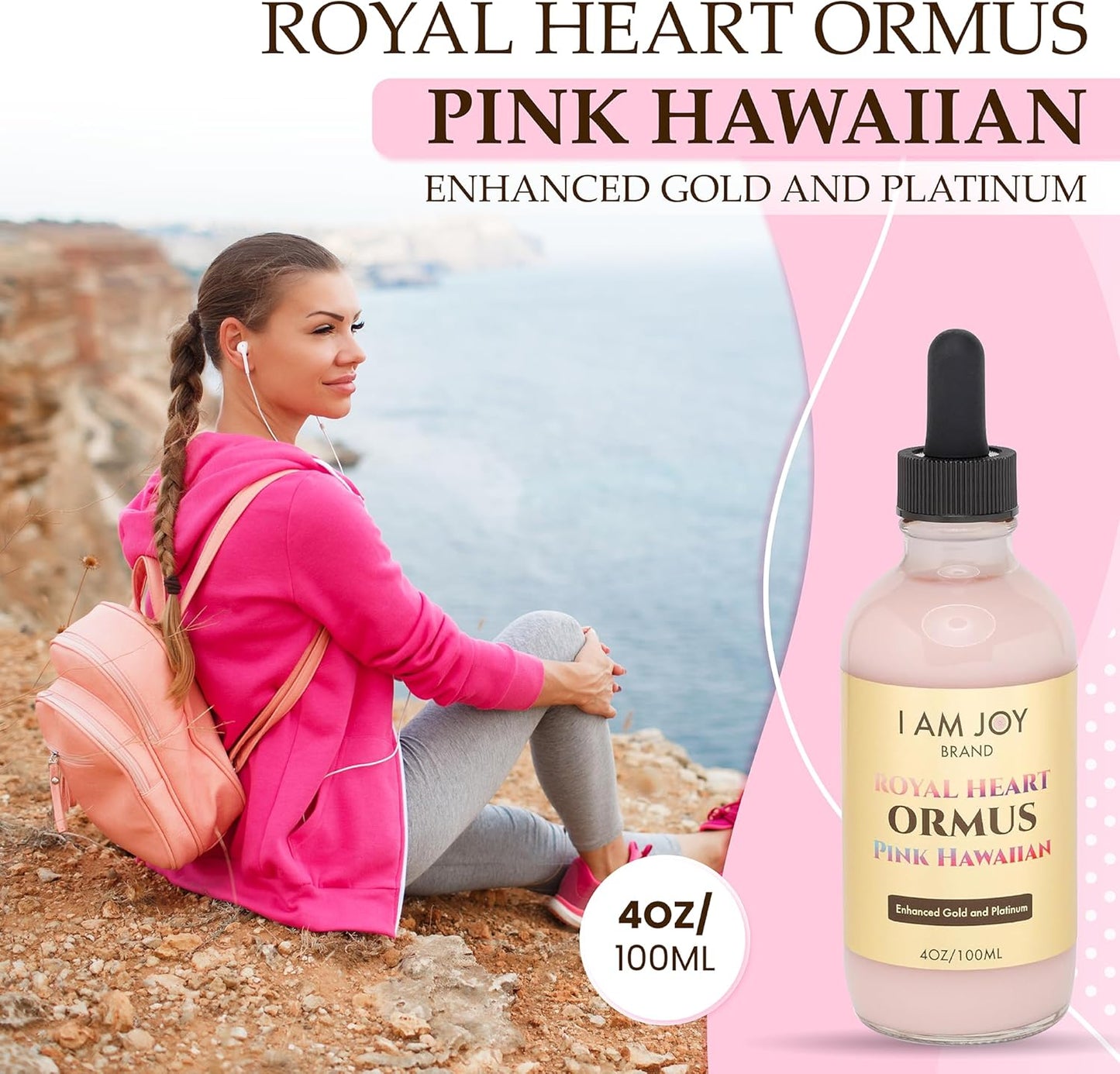 Hawaiian Pink Ormus Monoatomic Gold Concentrate with 24k Colloidal Gold - Blood Cleanser Detox - Vortexed 528hz Harmonically Structured