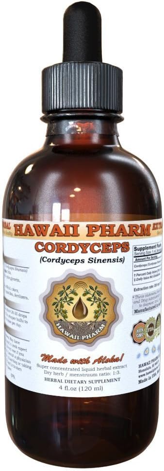 HawaiiPharm Cordyceps Extract Tincture - 4 Oz (120 Ml) - Organic Supplement for Immune Support