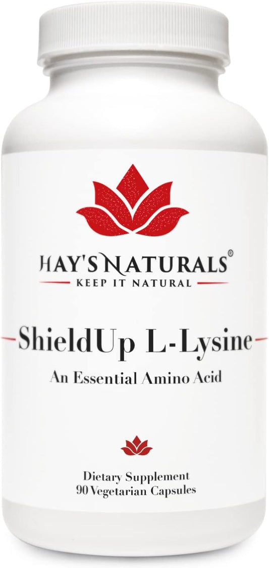 Hay's Naturals ShieldUp Lysine Capsules - Immune System & Cold Sore Support with Collagen Boost - Vegan Formula - 90 Count