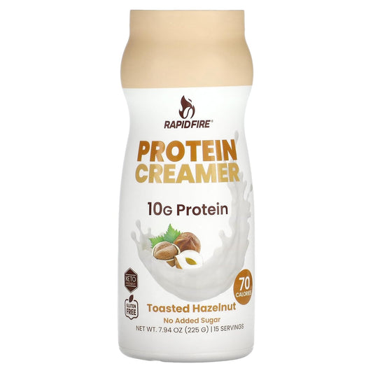 Hazelnut Flavor Rapid Fire Protein Creamer - Keto Friendly with 10g of Protein, Vitamins, and Minerals - 15 Servings, Boost Metabolism and Energy - 7.94 oz