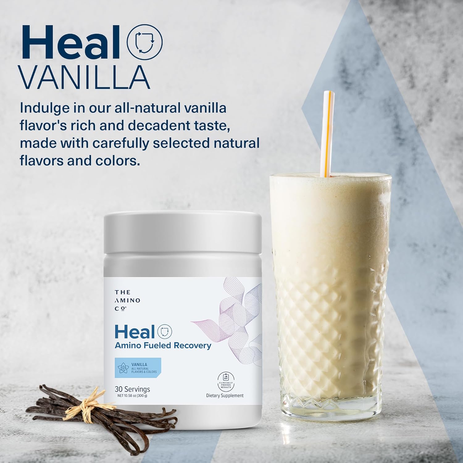 Heal - Post Workout Recovery Drink with Eaa Amino Acid Formula and Creatine Monohydrate - Vegan, Keto-Friendly Vanilla Flavor Powder - 10.58oz