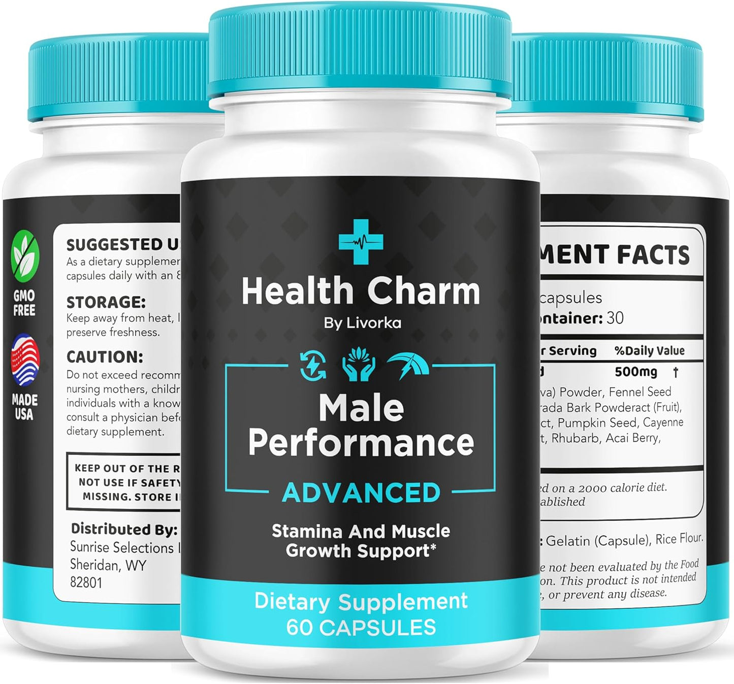 Health Charm Supplement for Men - 2 Month Supply of All Natural Health Charm Capsules