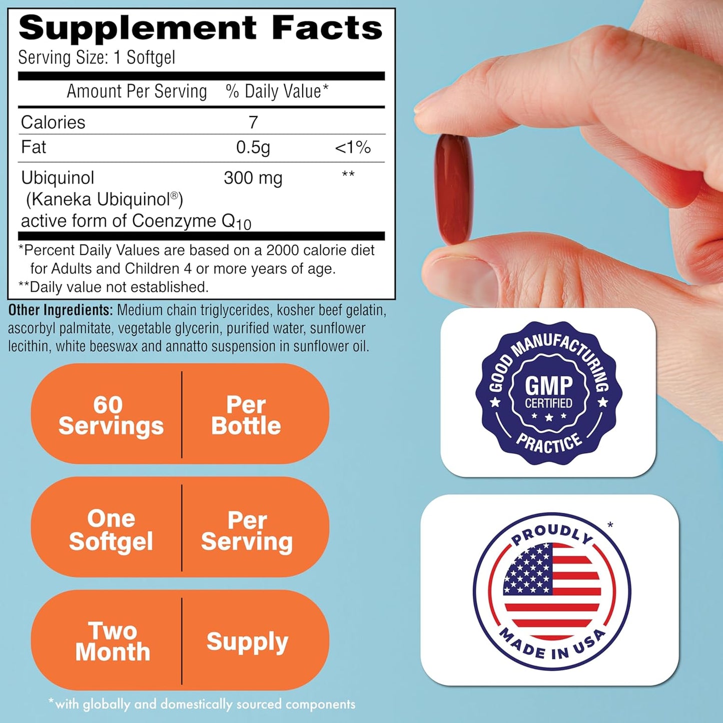 Health Thru Nutrition Ubiquinol 300mg Softgels with Kaneka QH CoQ-10 - Enhanced Bioavailability for Heart & Energy Support