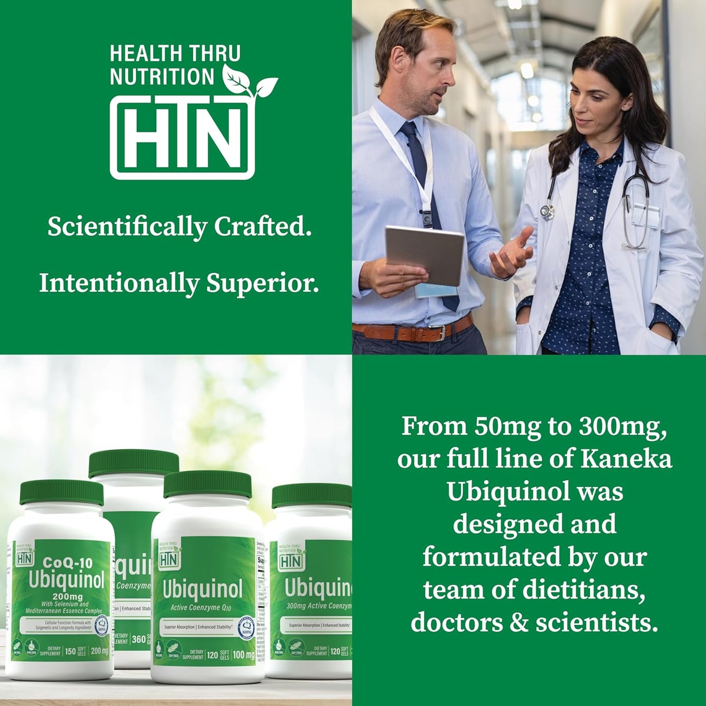 Health Thru Nutrition Ubiquinol 300mg Softgels with Kaneka QH CoQ-10 - Enhanced Bioavailability for Heart & Energy Support