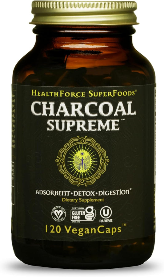 HealthForce SuperFoods Charcoal Supreme Vegan Capsules - 120 Count