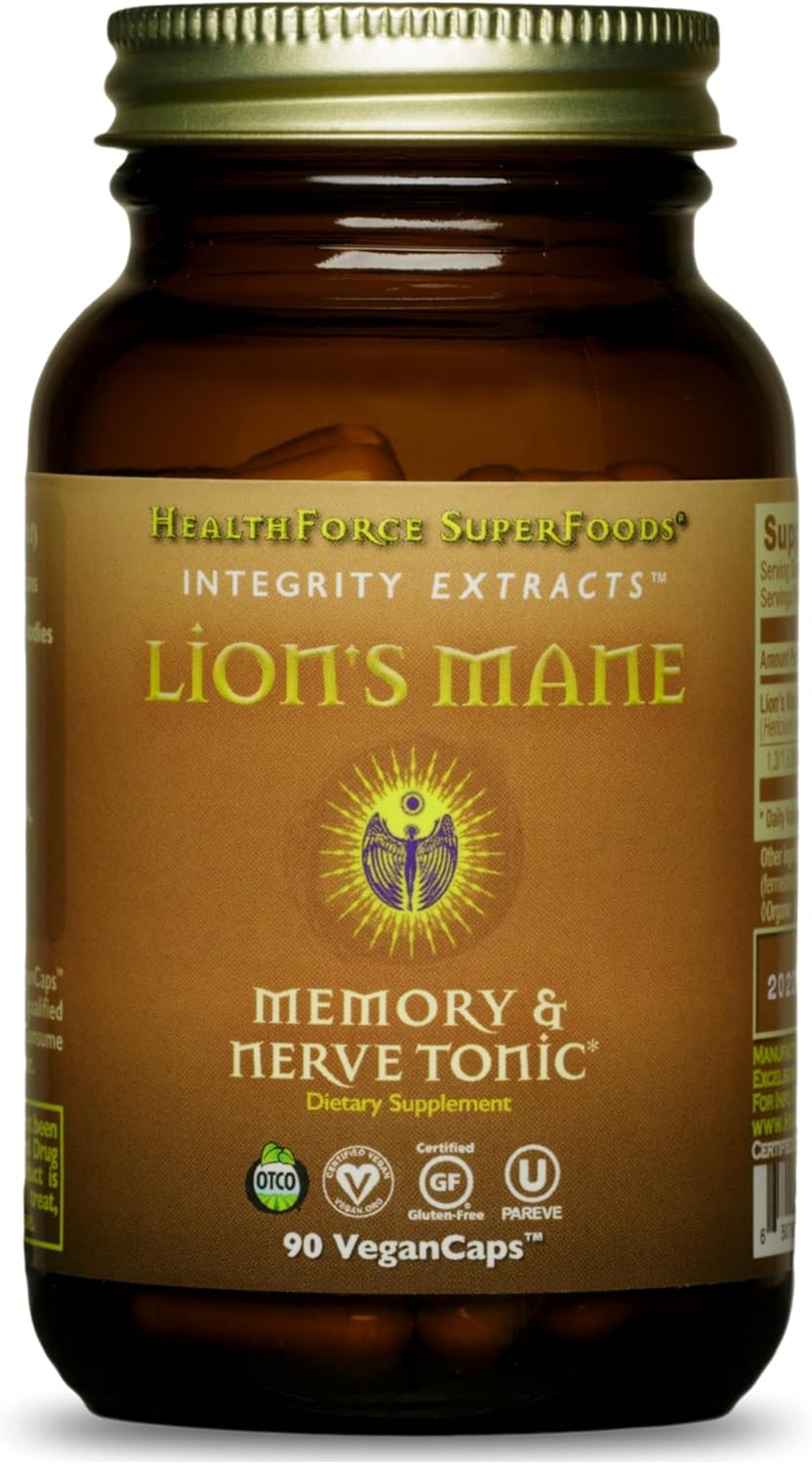 HealthForce SuperFoods Integrity Extracts Lion's Mane Capsules - 90 Count Vegan Capsules for Cognitive Support