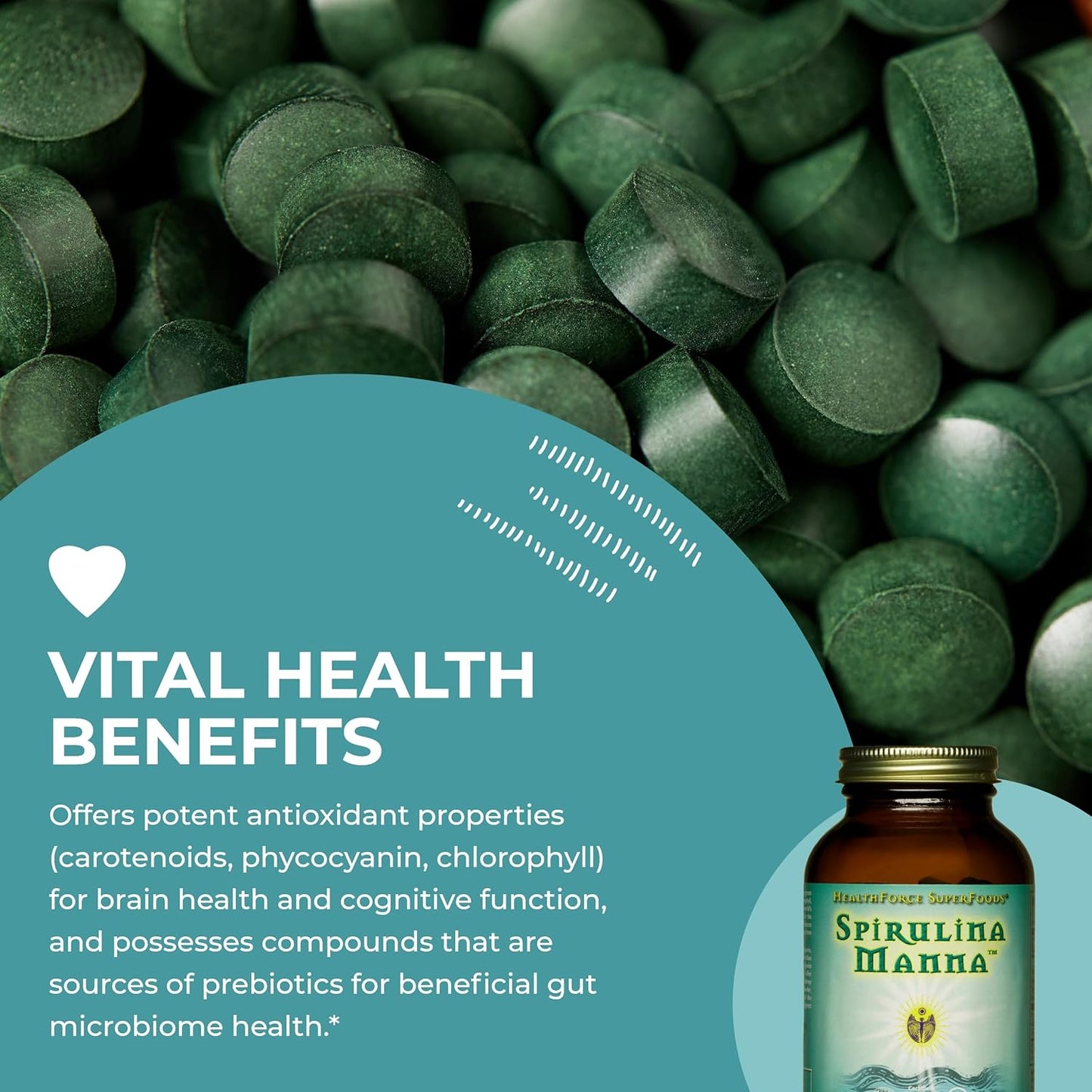 HealthForce SuperFoods Spirulina Manna Capsules - 150 Vegan Capsules for Immune Support and Overall Health