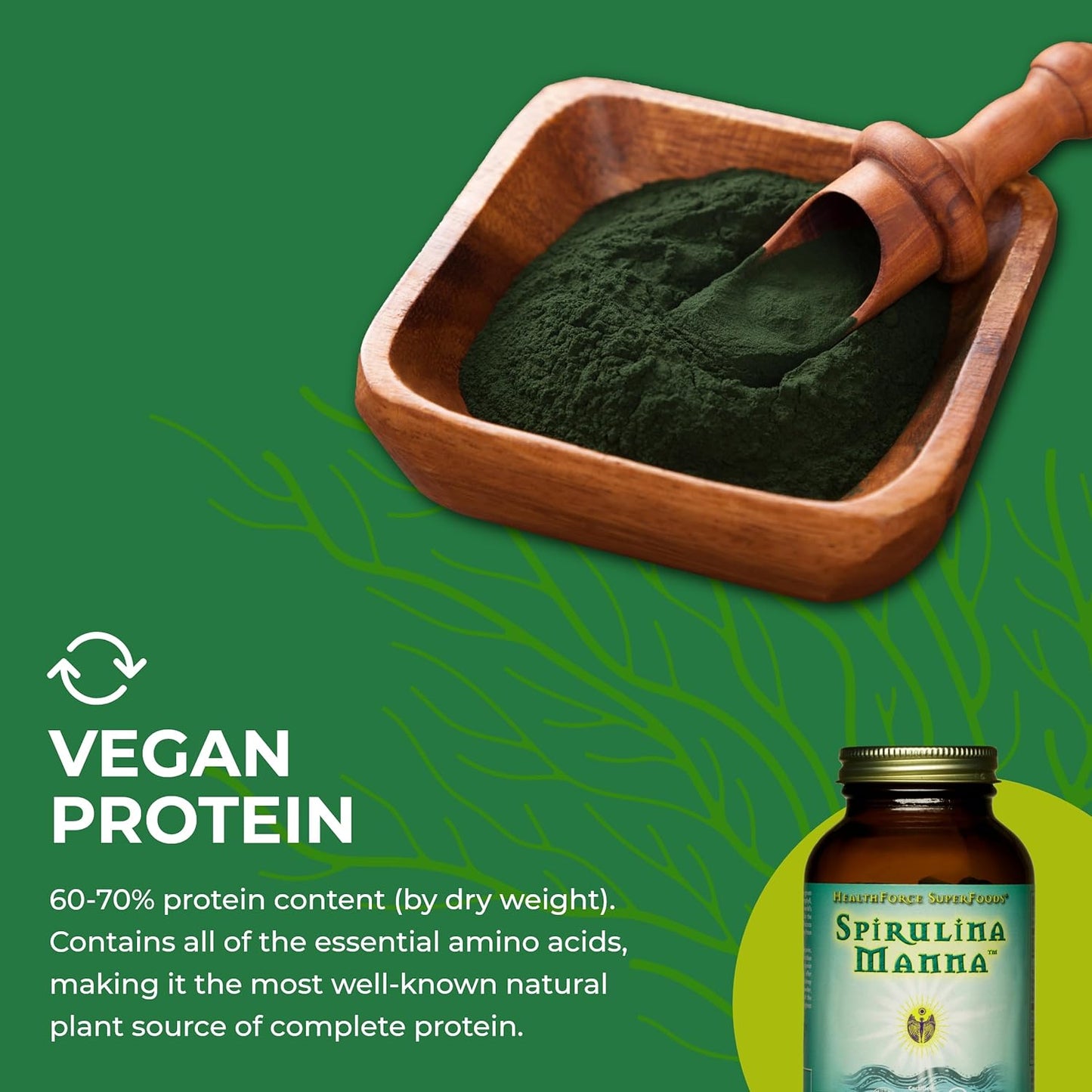 HealthForce SuperFoods Spirulina Manna Capsules - 150 Vegan Capsules for Immune Support and Overall Health