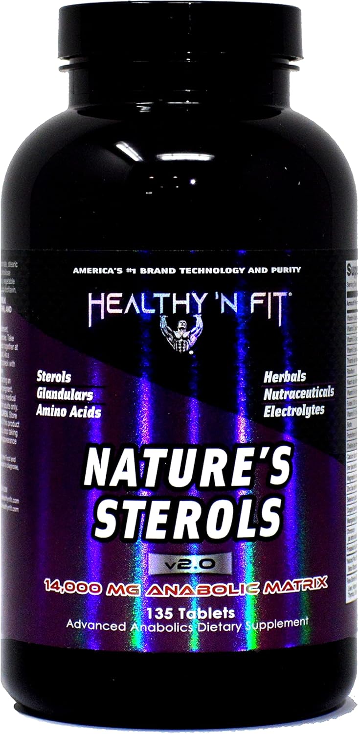 Healthy 'N Fit Nature's STEROLS 135 Tablets: Anabolic Matrix with Steroidals, Amino Acids, Nutraceuticals, Glandulars, Stimulant-Free Energy, and Electrolytes - Boost Performance Naturally.