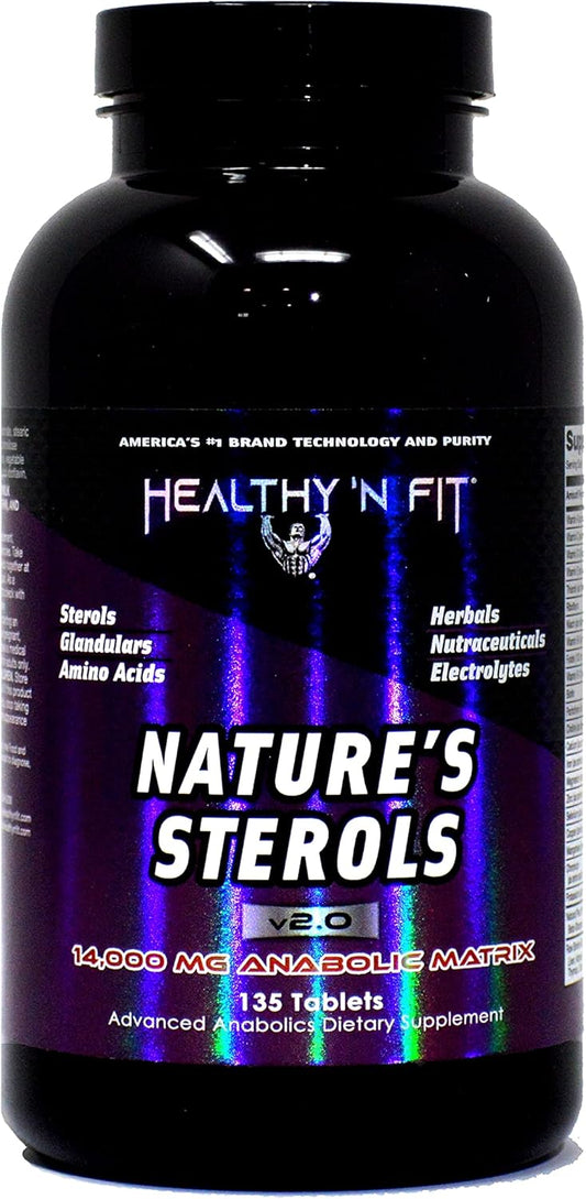 Healthy 'N Fit Nature's STEROLS 135 Tablets: Anabolic Matrix with Steroidals, Amino Acids, Nutraceuticals, Glandulars, Stimulant-Free Energy, and Electrolytes - Boost Performance Naturally.