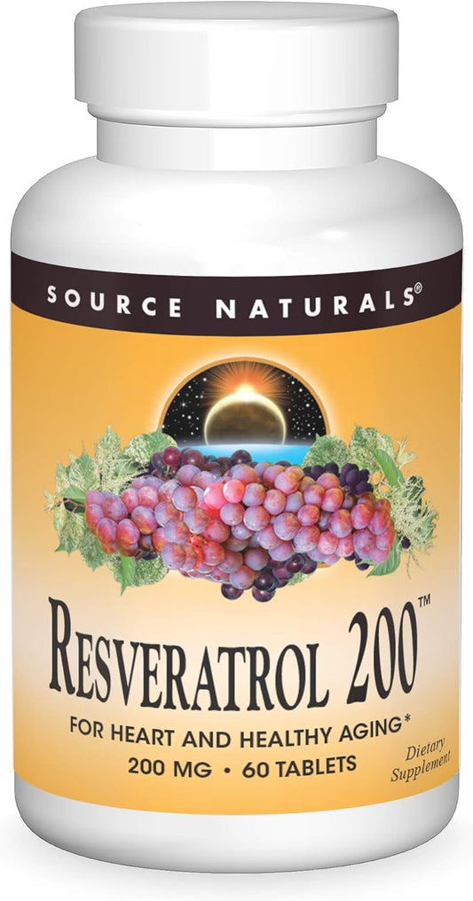 Heart and Healthy Aging Support with Source Naturals Resveratrol - 200 mg, 60 Tablets