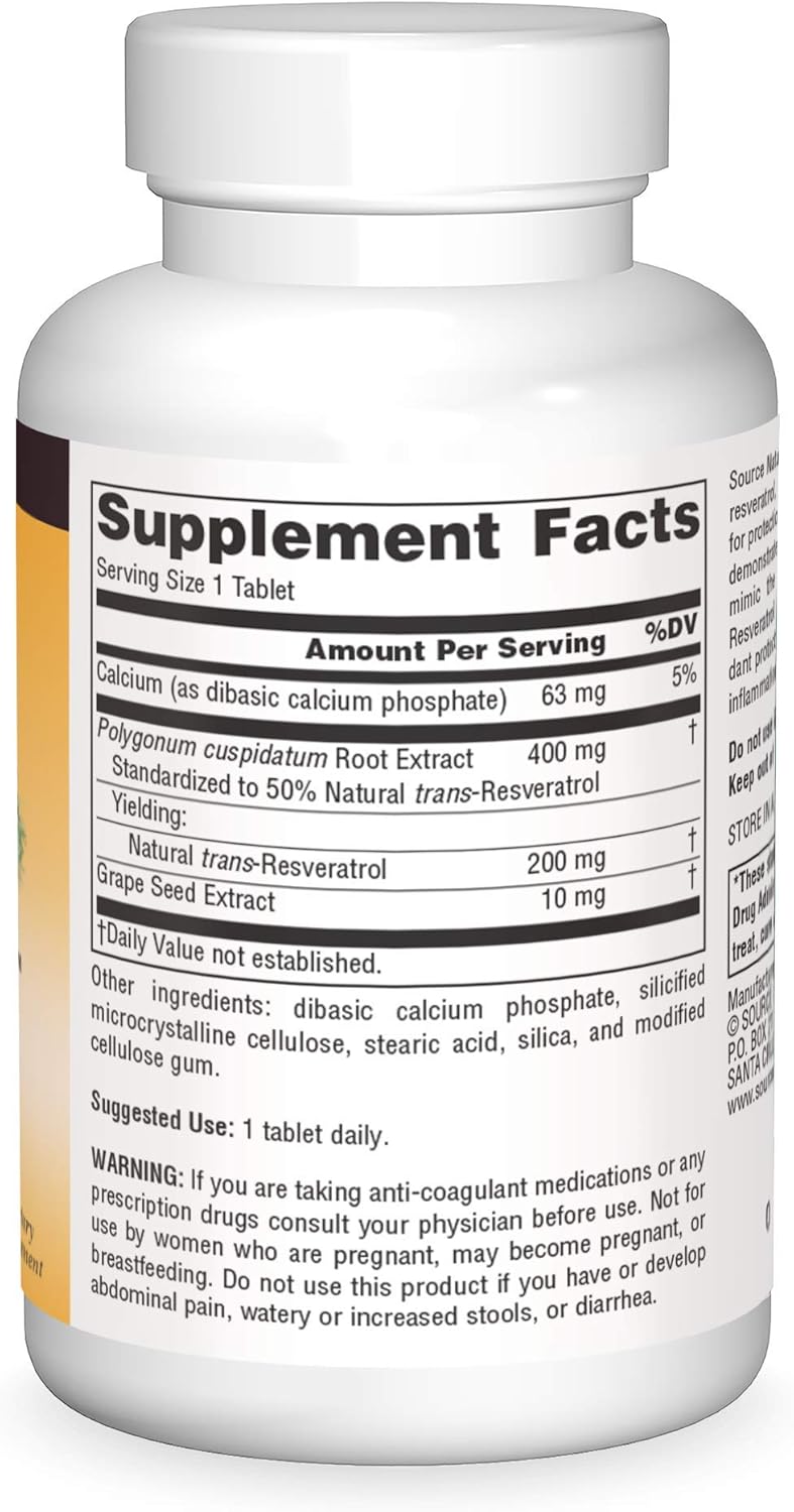 Heart and Healthy Aging Support with Source Naturals Resveratrol - 200 mg, 60 Tablets