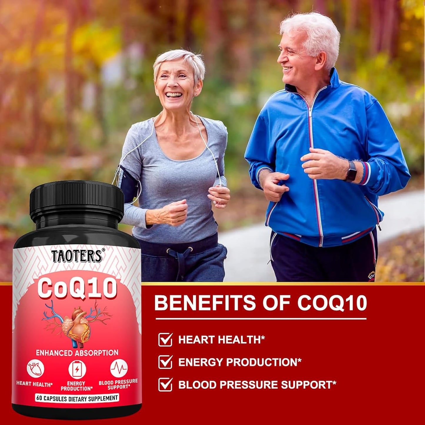 Heart Health & Energy Support CoQ10 Supplement with Dandelion Root & Calcium - 60 Capsules