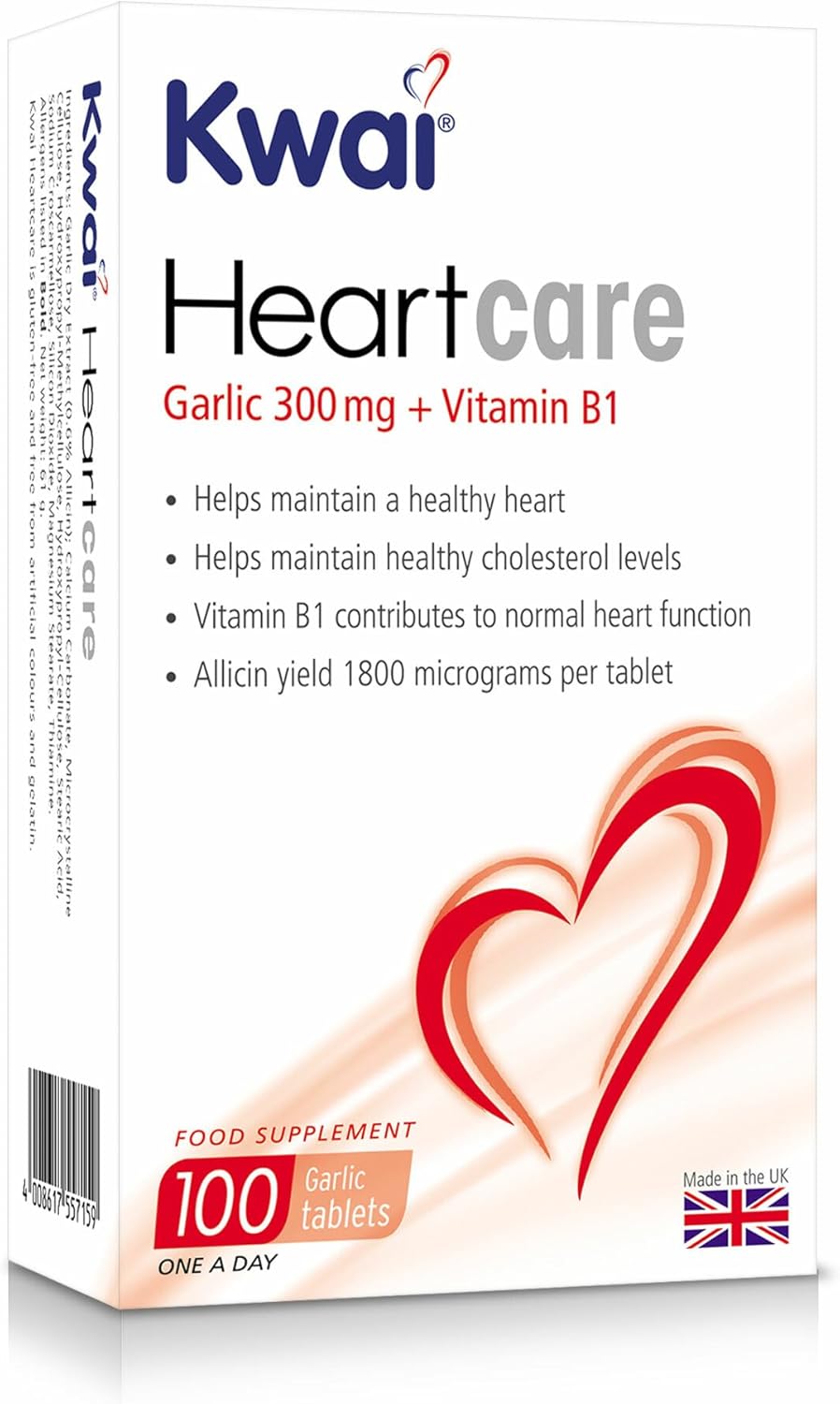 Heart Health Support: Kwai Garlic 300mg One-A-Day Tablets - 100 Count