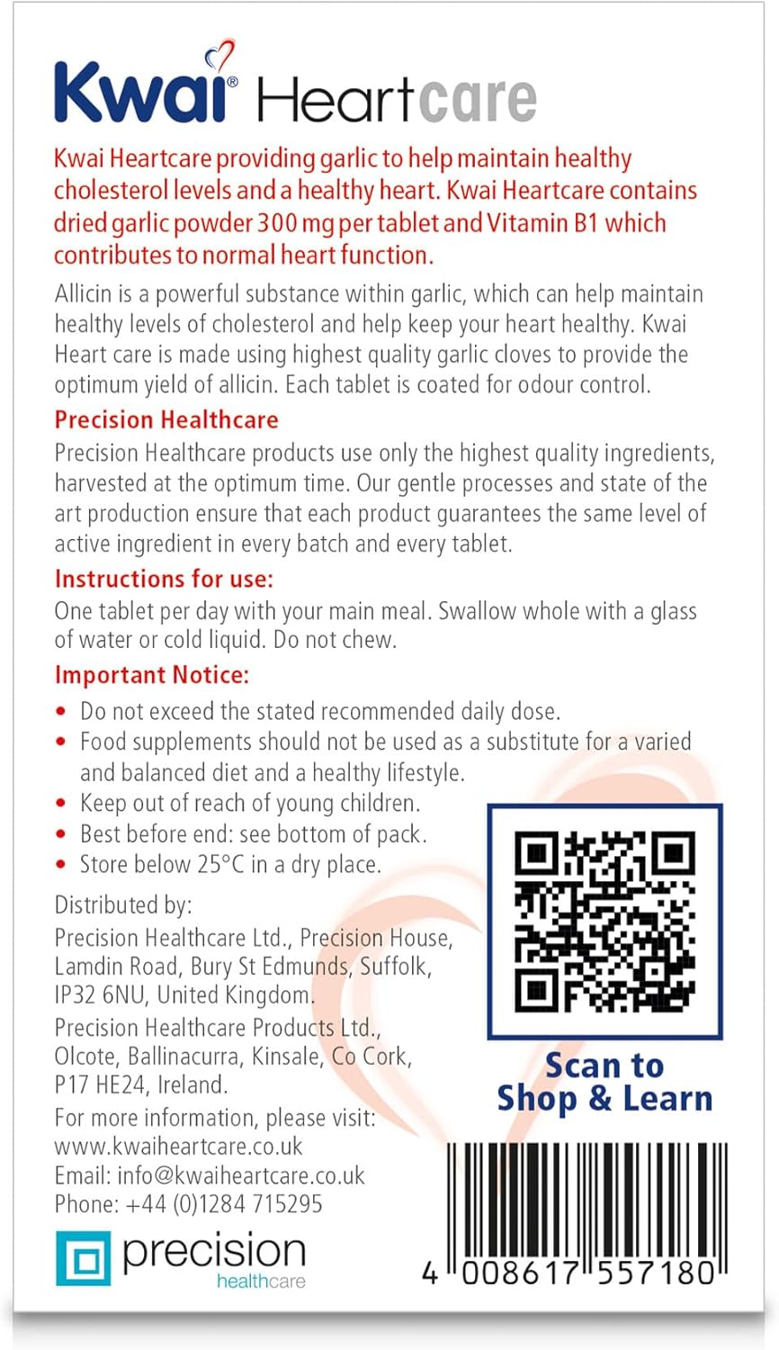 Heart Health Support: Kwai Garlic 300mg One-A-Day Tablets - 100 Count