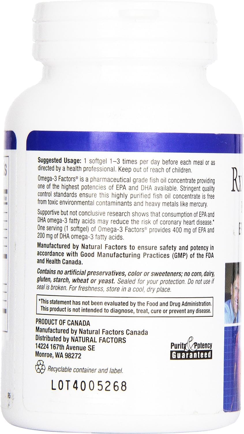 Heart Health Support: Natural Factors RxOmega-3 Softgels with DHA and EPA - 60 Daily Dietary Supplement