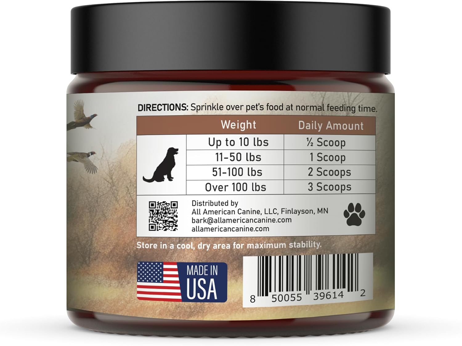Heart Health Support Powdered Supplement for Dogs, 90 Servings - All American Canine Formula