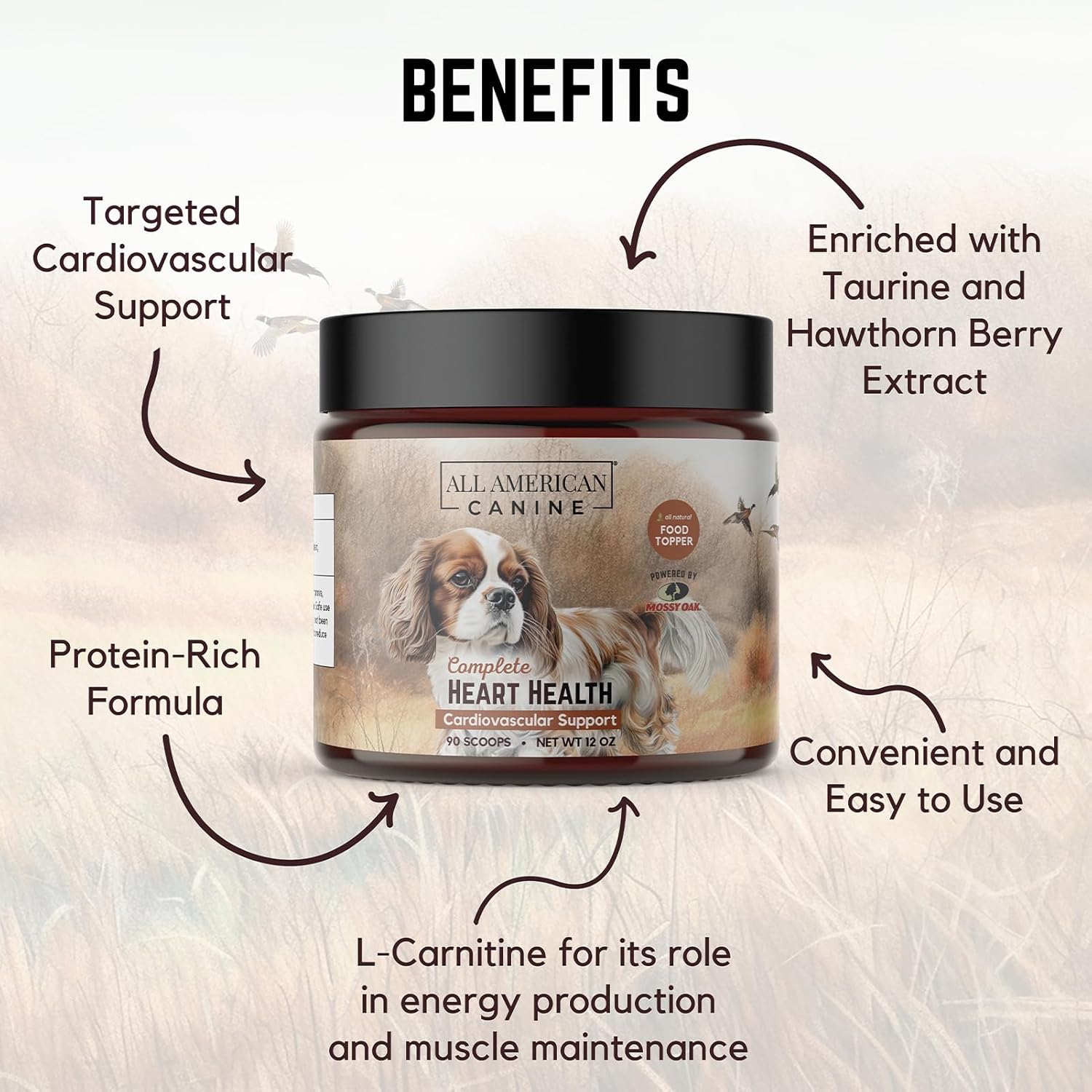 Heart Health Support Powdered Supplement for Dogs, 90 Servings - All American Canine Formula