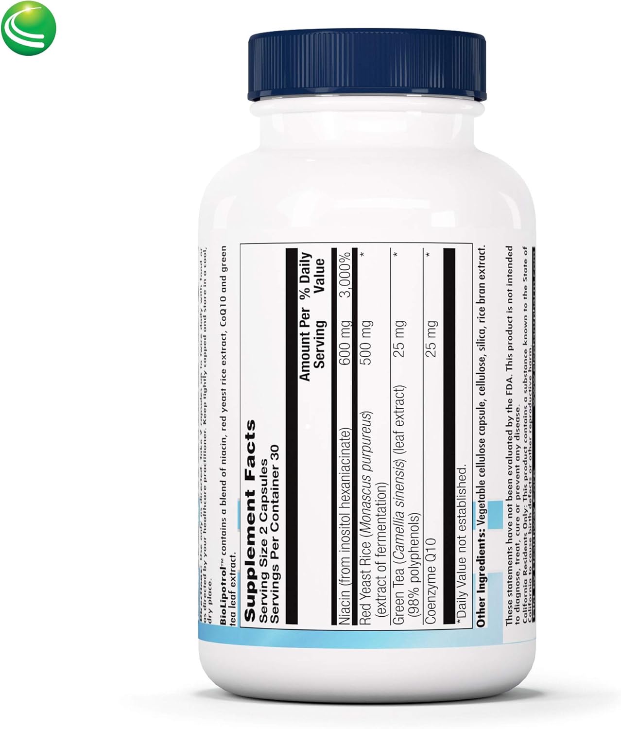 Heart Health Support with Niacin, Red Yeast Rice, and CoQ10 - Gluten Free, Vegan - 60 Capsules