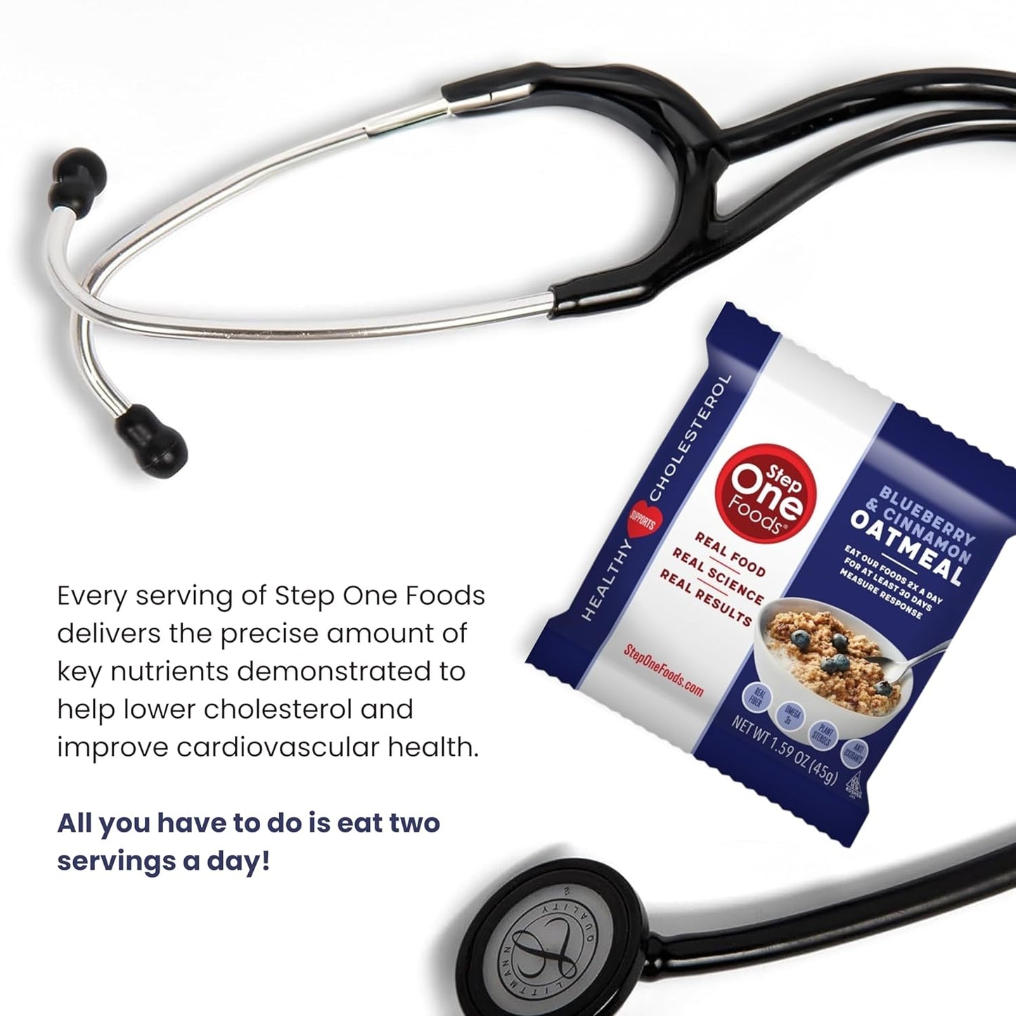 Heart Healthy Blueberry Cinnamon Oatmeal with Plant Sterols, Omega 3's, and Fiber - Gluten Free Vegan Snack, Zero Sodium, Non-GMO (12 Pack)