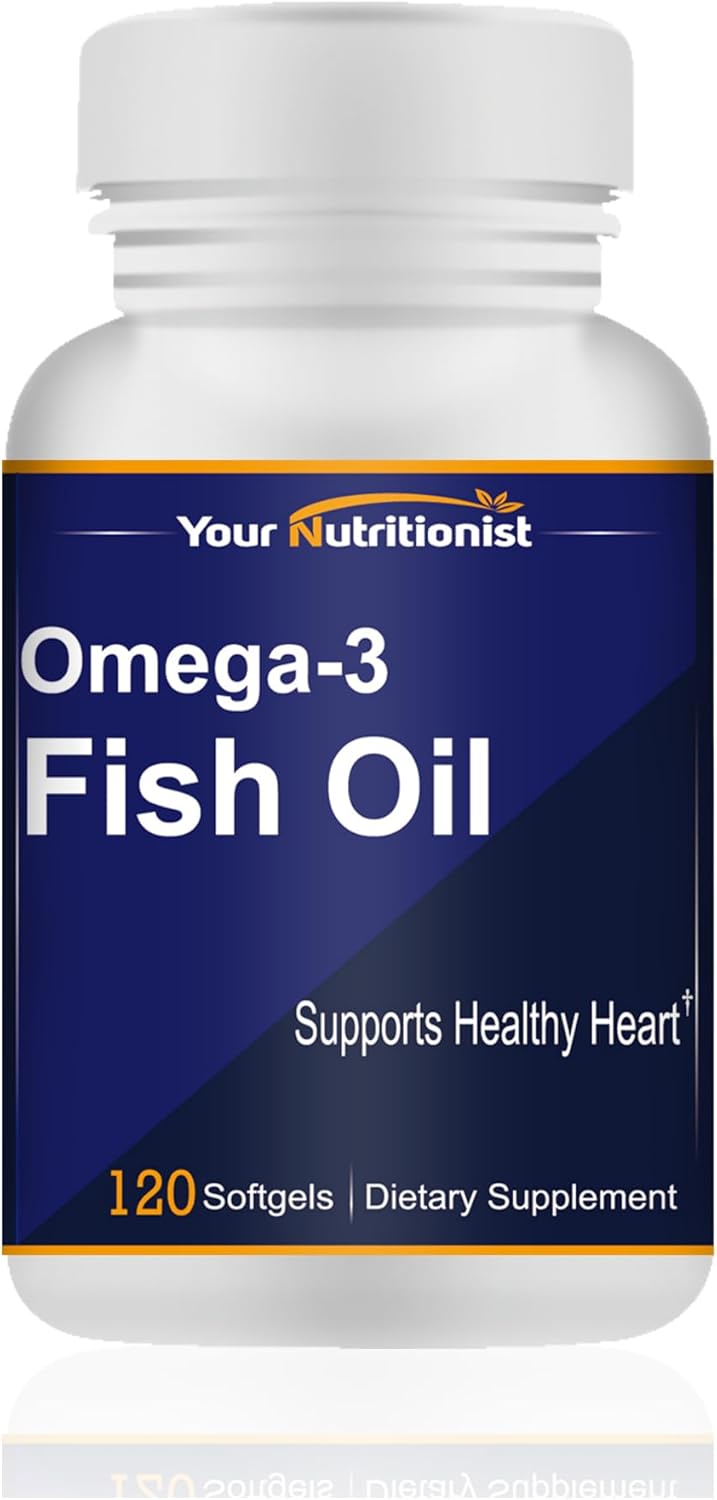 Heart Healthy Your Nutritionist Omega-3 Fish Oil 1000mg Softgels - 120 Count