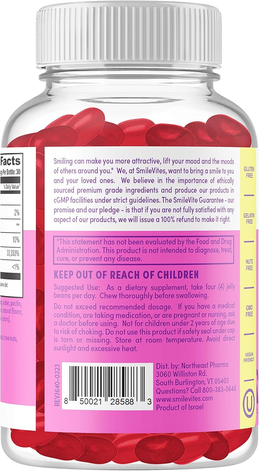 Heartland Pharma Biotin 10,000 MCG Jelly Beans for Hair, Skin & Nails Support - Vegan, Gluten-Free, Non-GMO & Kosher - Strawberry Flavor - 120 Count