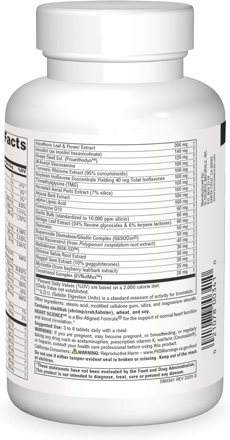 HeartScience Multi-Nutrient Complex by Source Naturals - Promotes Healthy Heart Function & Circulation - 120 Tablets