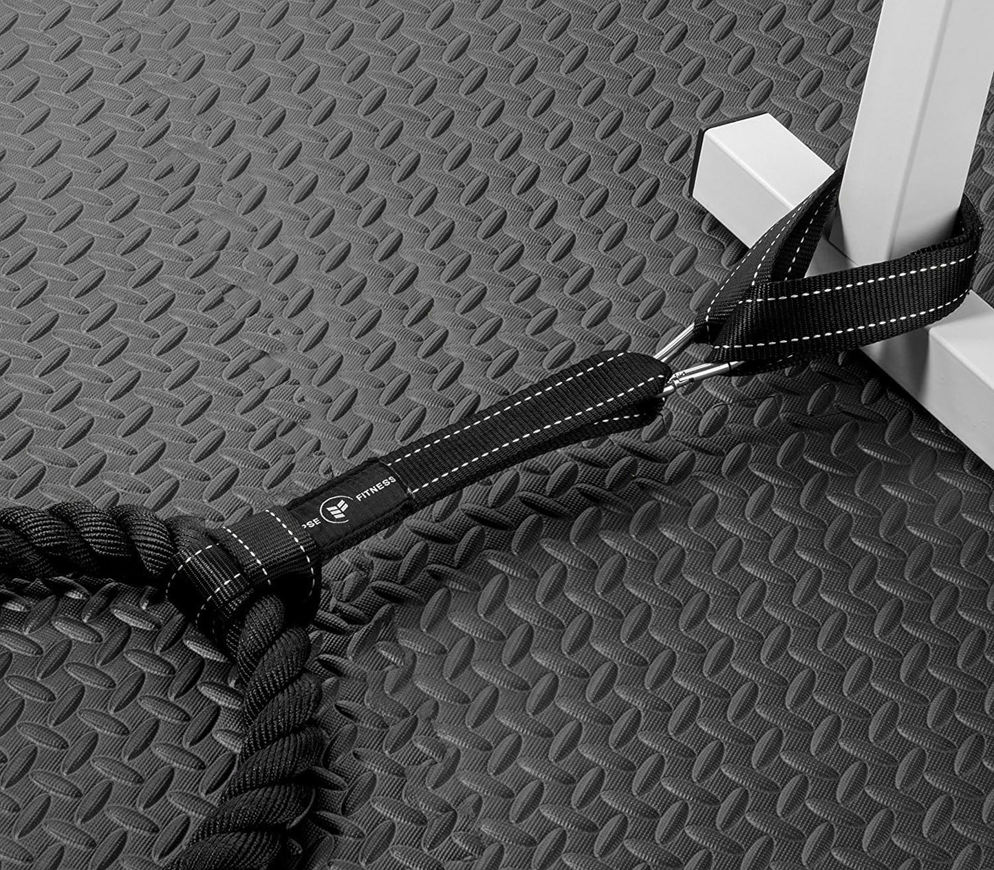 Heavy Duty Eclipse Fitness Battle Rope Anchor Strap Kit with Reinforced Nylon - Easy Setup, Stops Rope Damage, Stainless Steel Carabiner - Includes Exercise Guide