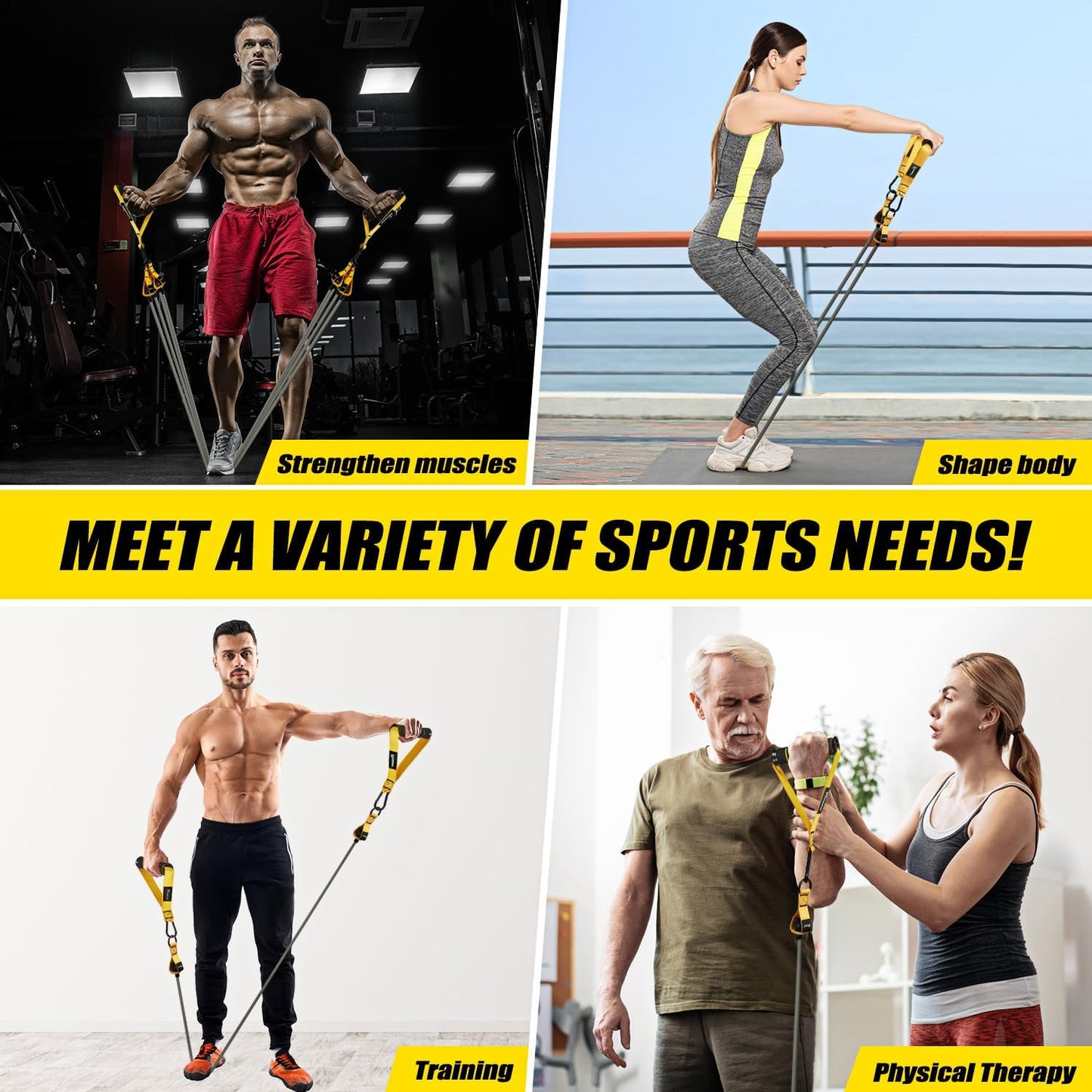 Heavy-Duty Resistance Bands Set for Men | 350lbs/450lbs Exercise Bands with Handles | Fitness Bands for Strength Training, Stretching, Physiotherapy | WOQQW