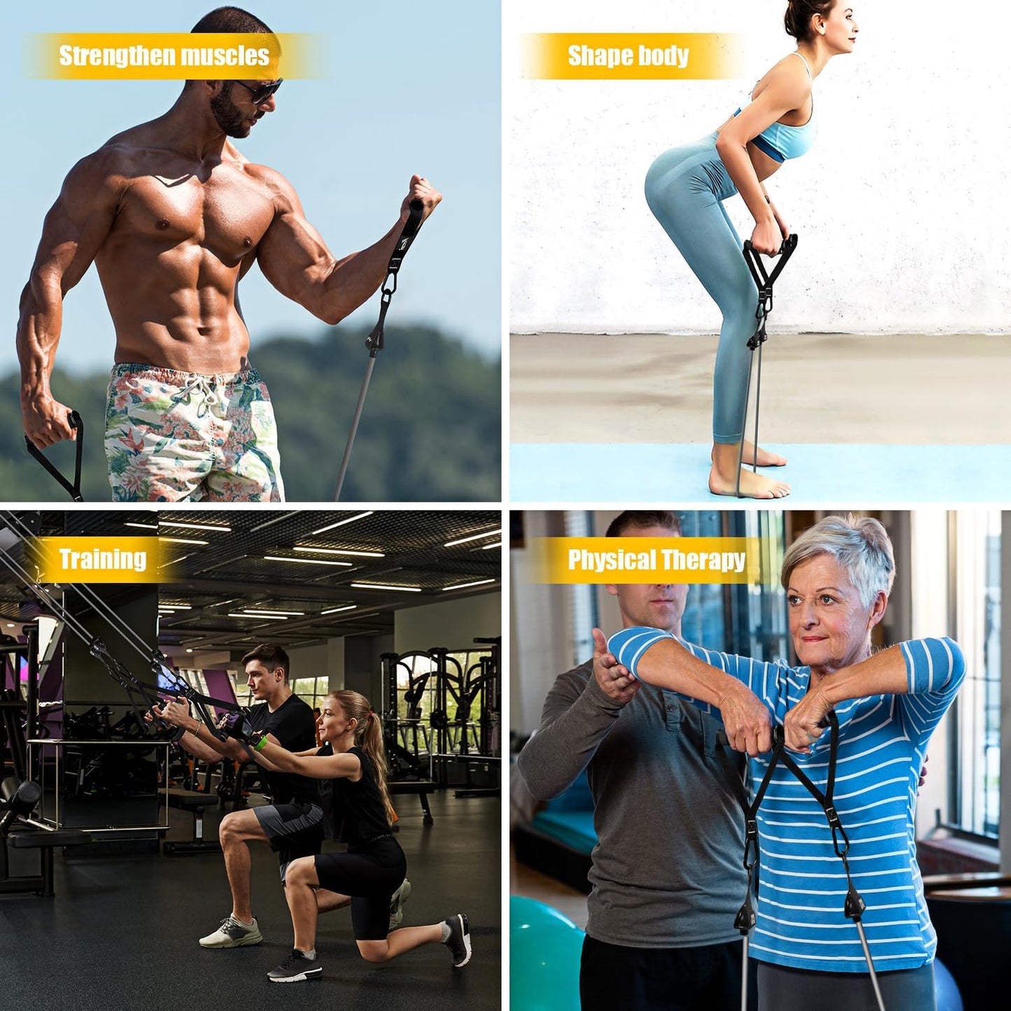 Heavy Resistance Bands with Handles for Men - Complete Weight Bands Set for Slimming, Strength Training, Yoga - Home Gym Equipment by HPYGN