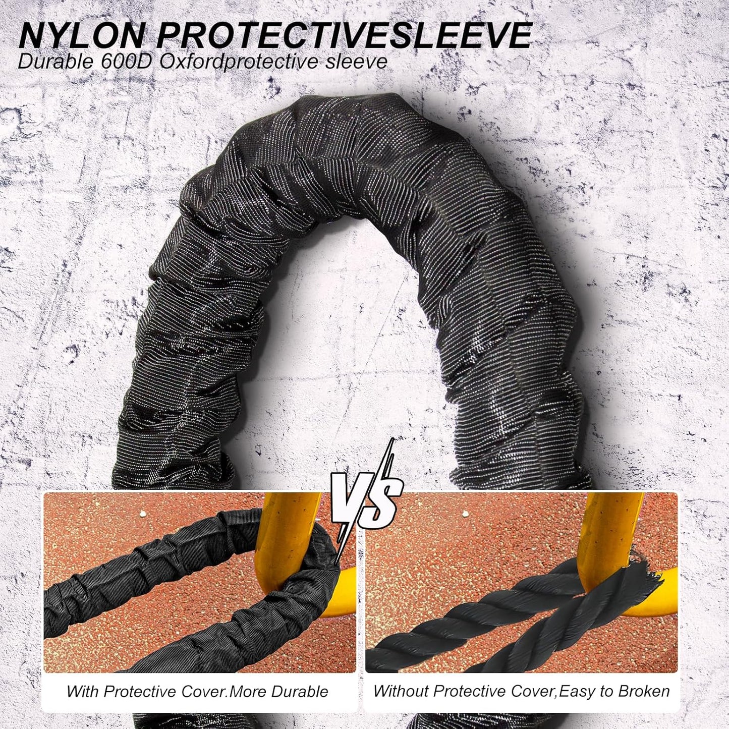 Heavy Weighted Battle Rope for Home Gym Exercise Training -  Battle Rope Workout Equipment for Effective Workouts