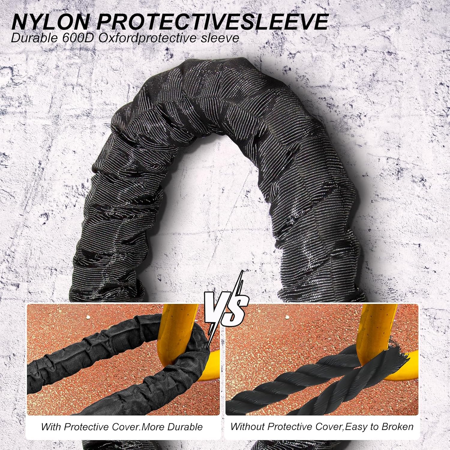 Heavy Weighted Battle Rope for Home Gym Exercise Training -  Battle Rope Workout Equipment for Effective Workouts