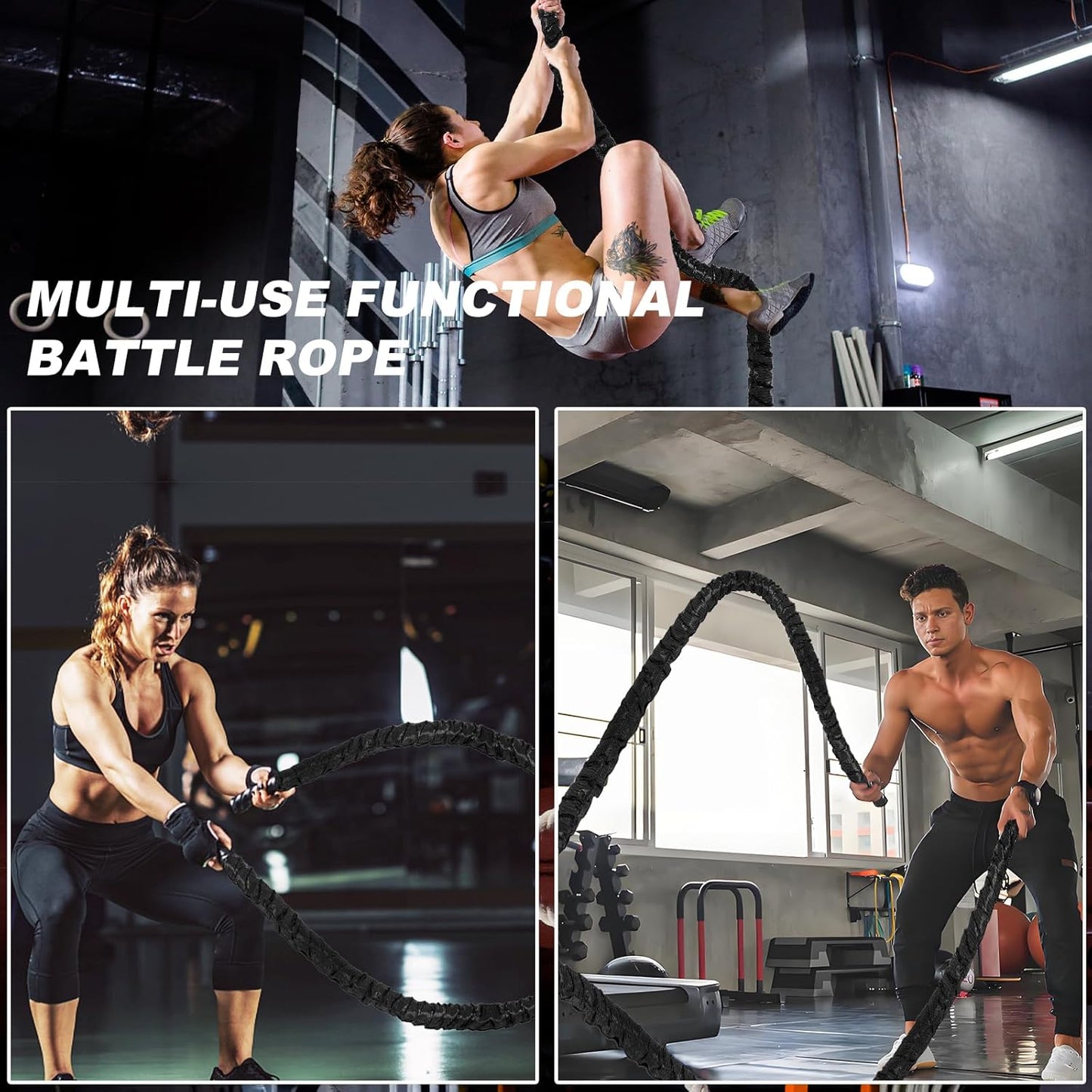 Heavy Weighted Battle Rope for Home Gym Exercise Training -  Battle Rope Workout Equipment for Effective Workouts