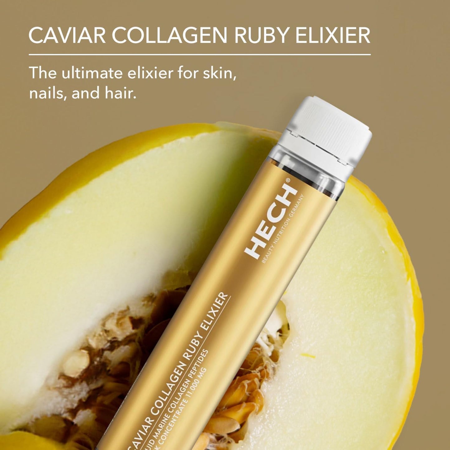 HECH Caviar Collagen Ruby Elixier - Beauty Supplement with Marine Collagen Peptides and Vita-Mineral Nutrients