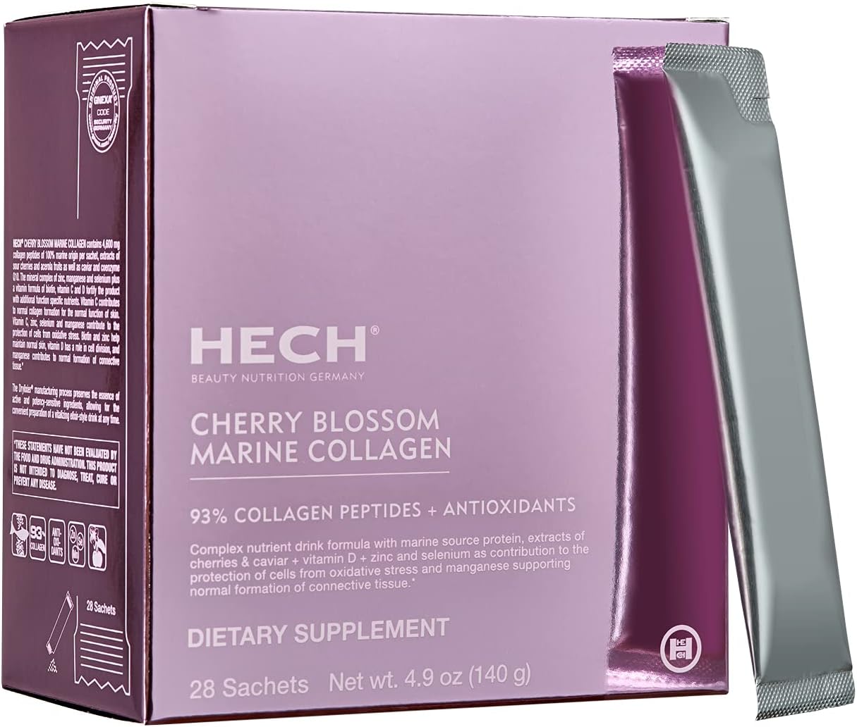 HECH Cherry Blossom Marine Collagen Drink Sachets - Youthful Glow, 4,600mg Collagen, Antioxidant Matrix with Natural Extracts