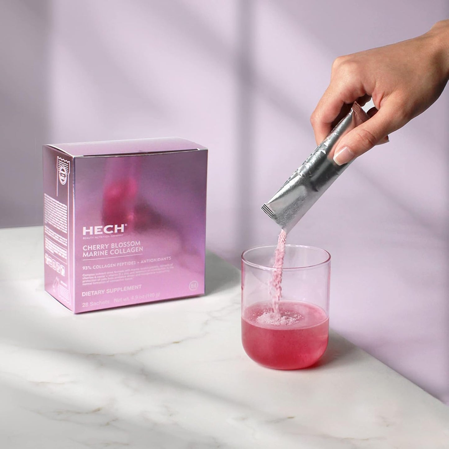 HECH Cherry Blossom Marine Collagen Drink Sachets - Youthful Glow, 4,600mg Collagen, Antioxidant Matrix with Natural Extracts