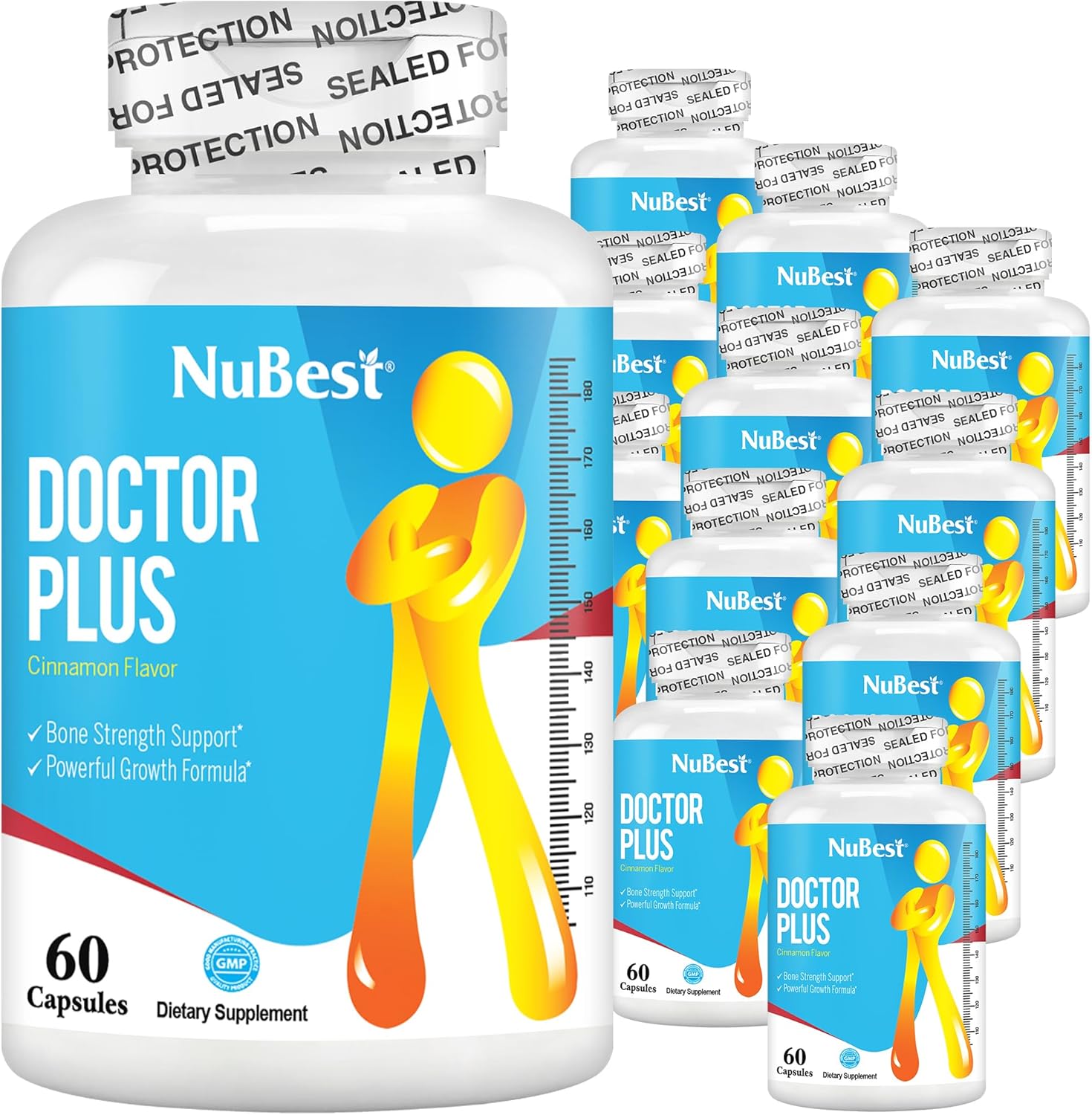 Height Growth Formula with Calcium, Vitamins D3, and K2 - NuBest Doctor Plus - Supports Growth for Children and Teens - Immunity Boost - 12 Pack