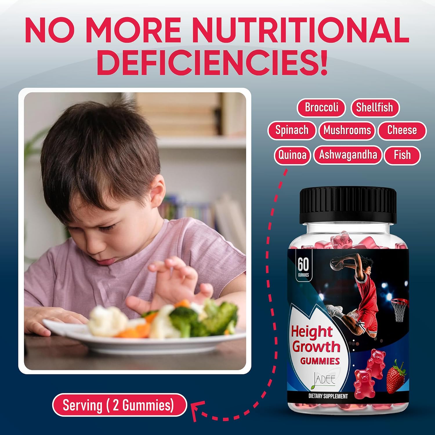 Height Growth Gummies for Kids with Calcium, Vitamin D, K2, Magnesium, and Zinc - Supplement for Teen's Growth - Ages 5-20 - Increase Height with Kids Vitamins