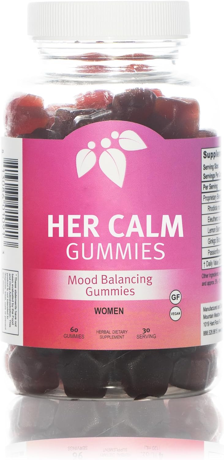 Her Calm Gummies - Natural Mood Support with Saffron, Passion Flower, St. John's Wort & GABA (60 ct) by Mountain Meadow Herbs
