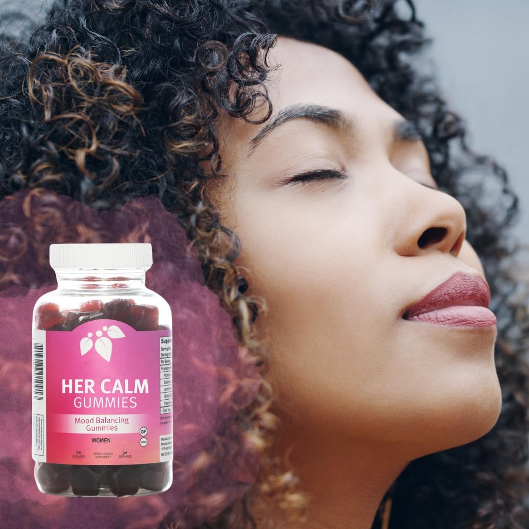 Her Calm Gummies - Natural Mood Support with Saffron, Passion Flower, St. John's Wort & GABA (60 ct) by Mountain Meadow Herbs