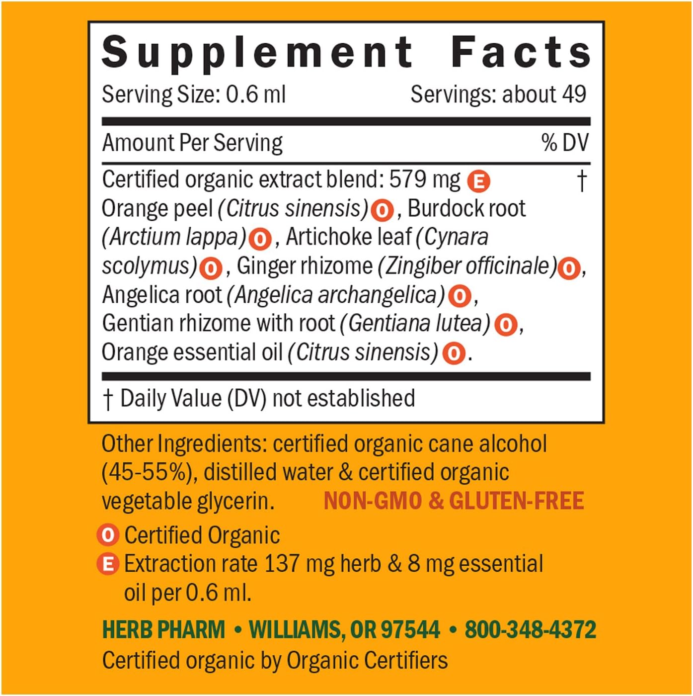 Herb Pharm Better Bitters Orange Digestive Bitters - 2 Pack, 1 Ounce Each - Certified Organic