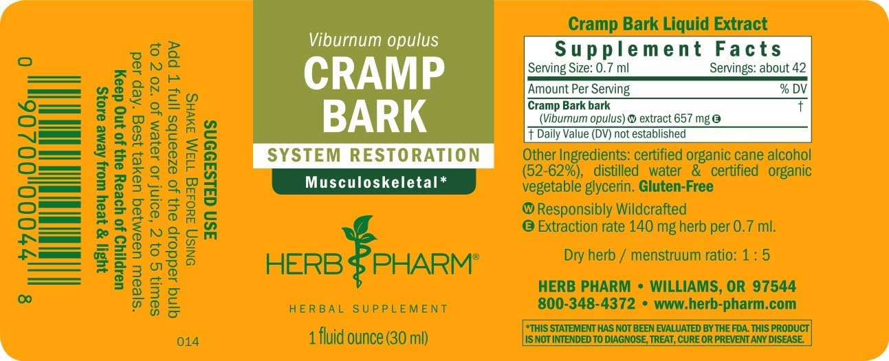 Herb Pharm Cramp Bark Extract for Musculoskeletal Support - 1oz - Natural Muscle Relief Supplement