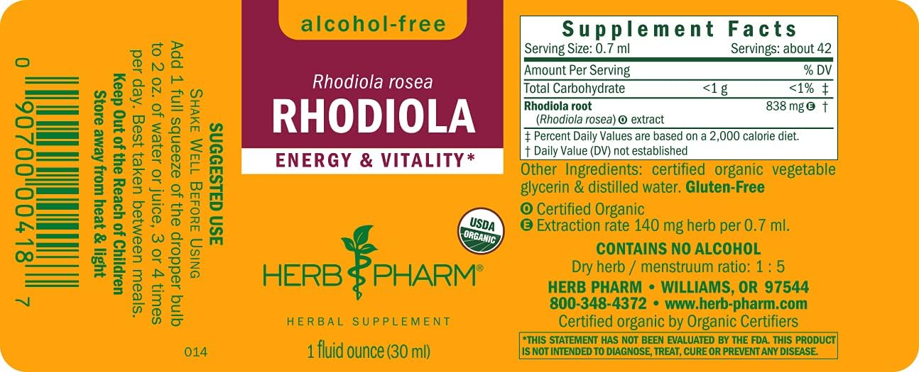 Herb Pharm Energy & Vitality Ashwagandha Rhodiola Extract Bundle, 1 Oz Each