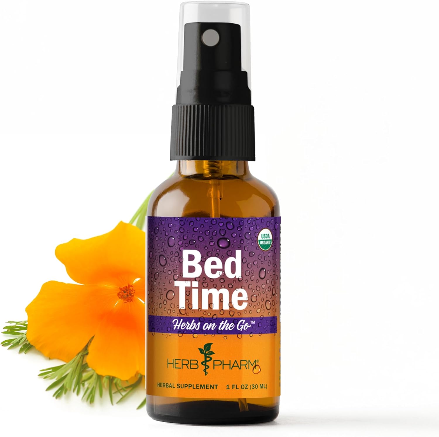 Herb Pharm Herbs on The Go Bed Time Spray - 1 Fl Oz Portable Option for Herbal Sleep Support