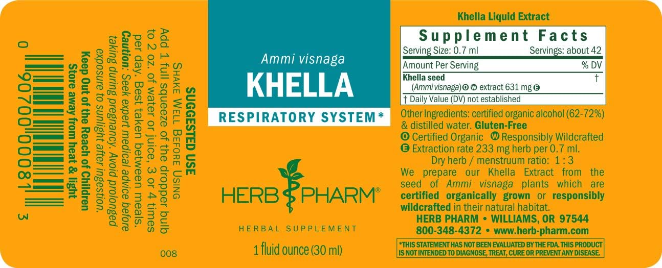 Herb Pharm Khella Liquid Extract 1oz for Respiratory System Support - DKHELL01