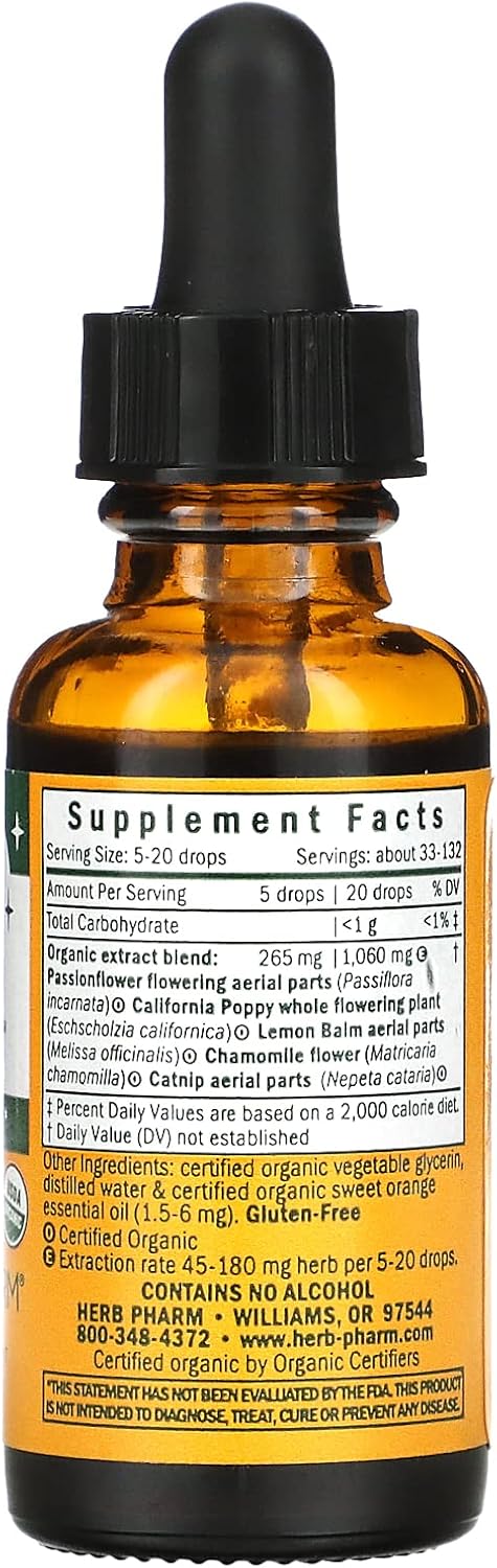 Herb Pharm Kids Organic Alcohol-Free Sleep Aid Liquid Herbal Formula 1oz - BoostGo Australia